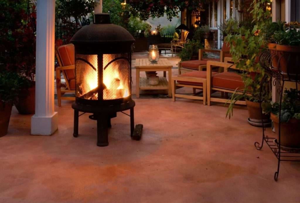 Patio with stained and polished floor