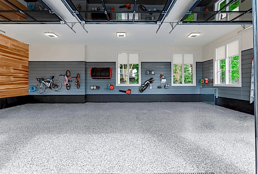 concrete garage flooring with tools and window