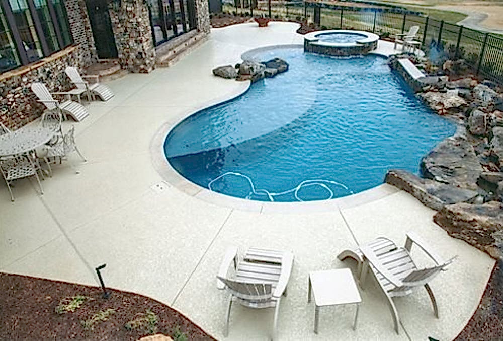 textured concrete pool deck