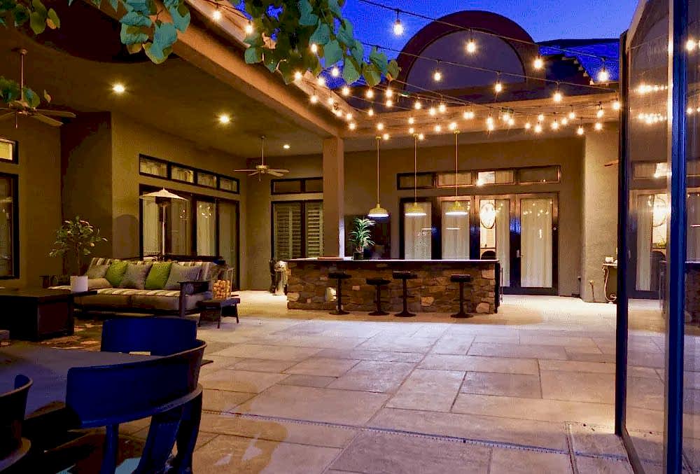 outdoor living are in tuscan stamped cement overlay