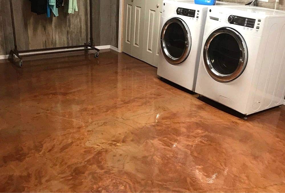 laundry area concrete staining
