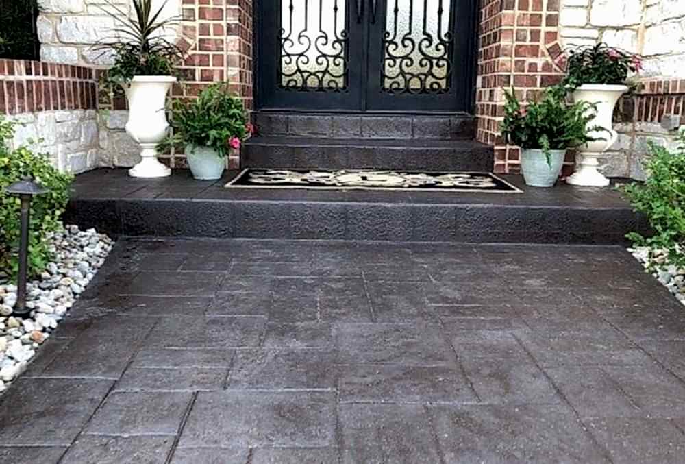 stamped concrete front entry