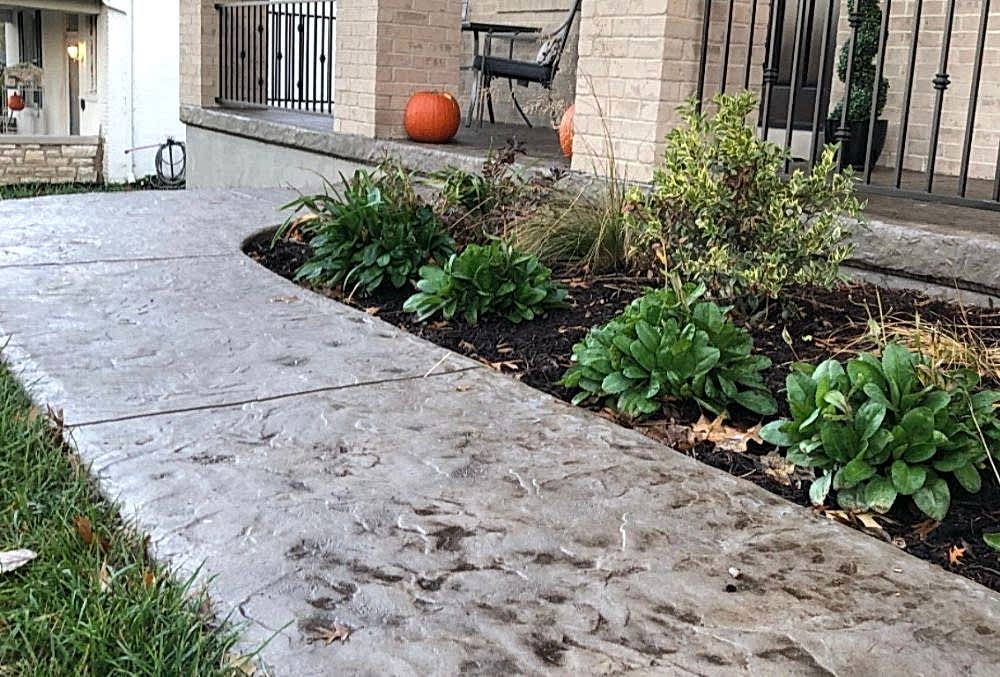 stamped concrete pathway